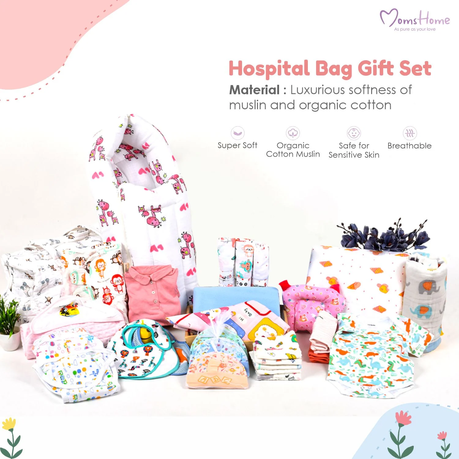 Moms Home supersoft Baby Organic cotton Muslin 18 pieces gift set - Image 6