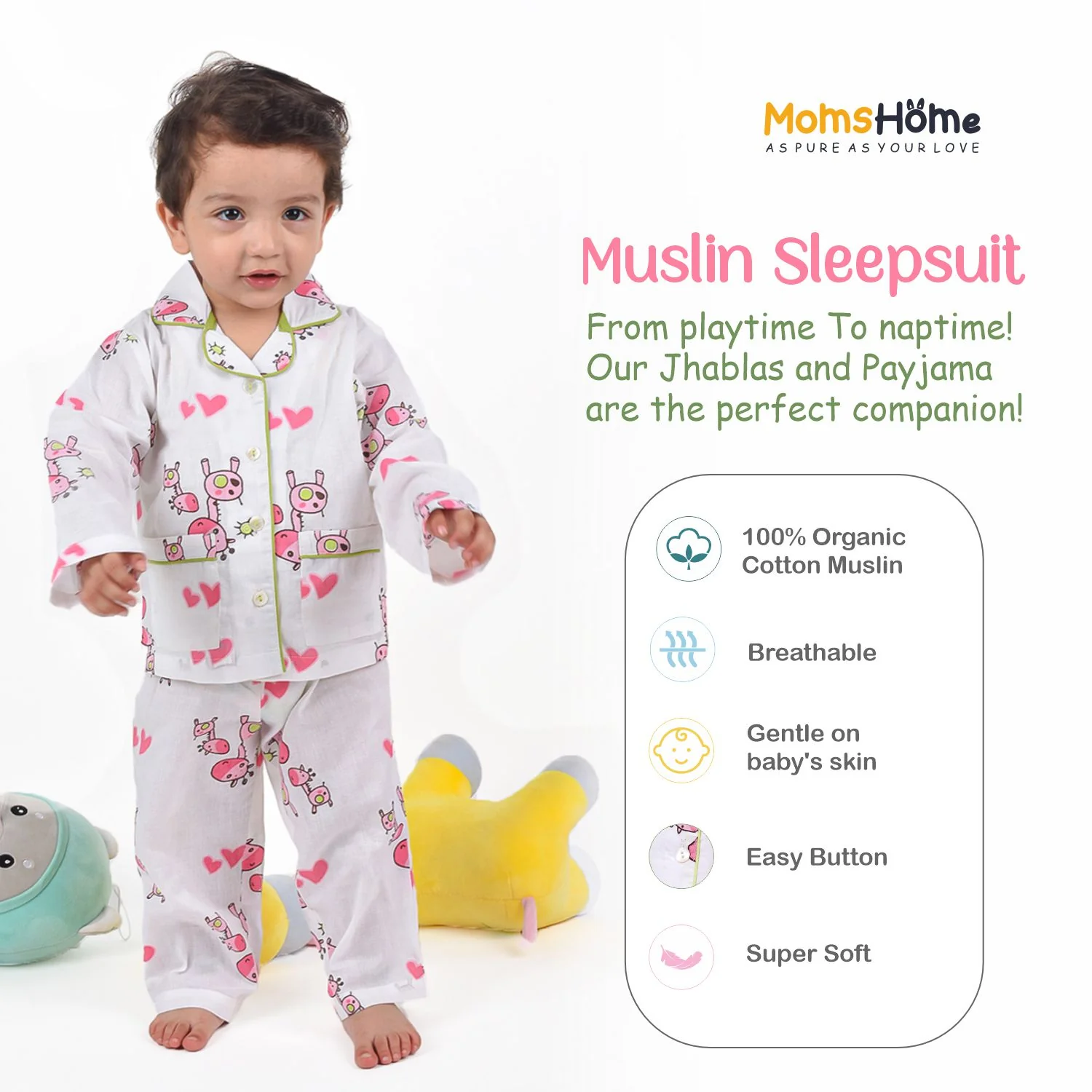 Organic Cotton Unisex Kids Pajama Set Combo | Night Suit | Sleepwear | Monkey - Image 14